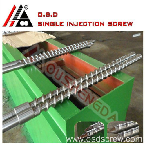 Injection screw with plastic ring